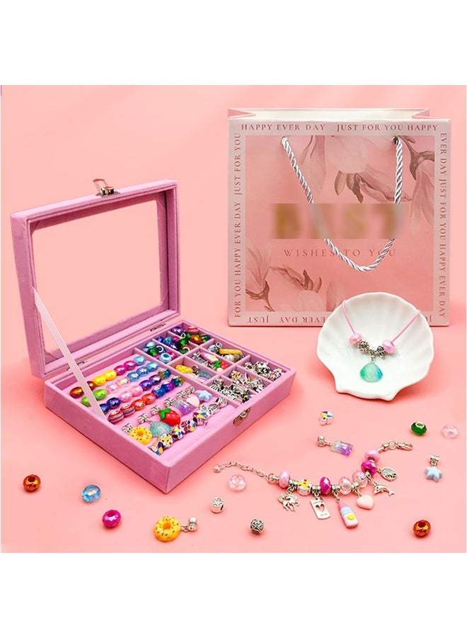 Bracelet Making Kit for Girls, 76pcs Charm Bracelets Kit with Charms, Bracelets, Beads and Jewelry Box, Creative Jewelry DIY Gift Box for Kids 8-12 Years (HK869) - Image 1