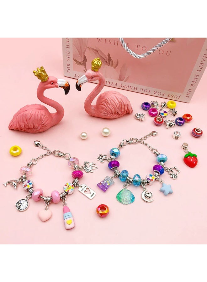 Bracelet Making Kit for Girls, 76pcs Charm Bracelets Kit with Charms, Bracelets, Beads and Jewelry Box, Creative Jewelry DIY Gift Box for Kids 8-12 Years (HK869) - Image 3
