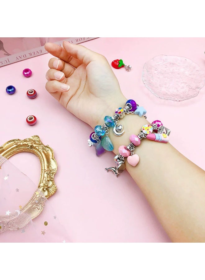 Bracelet Making Kit for Girls, 76pcs Charm Bracelets Kit with Charms, Bracelets, Beads and Jewelry Box, Creative Jewelry DIY Gift Box for Kids 8-12 Years (HK869) - Image 4