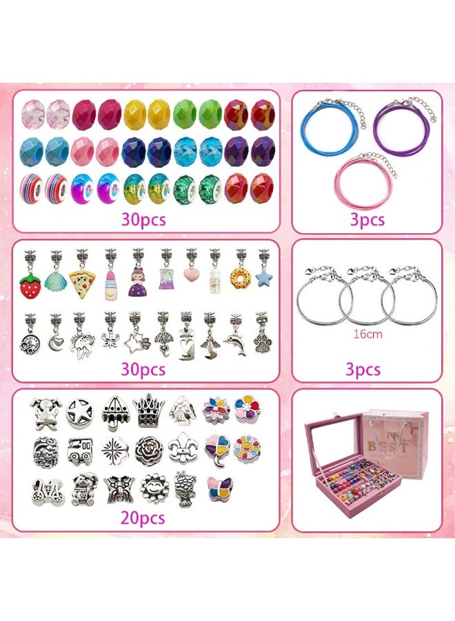 Bracelet Making Kit for Girls, 76pcs Charm Bracelets Kit with Charms, Bracelets, Beads and Jewelry Box, Creative Jewelry DIY Gift Box for Kids 8-12 Years (HK869) - Image 2