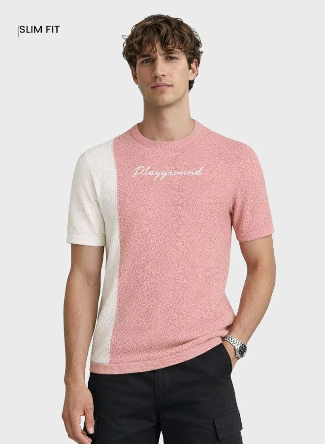 The Indian Garage Co Men Slim Fit Solid Crew Neck Half Sleeves Crew Neck T-Shirt