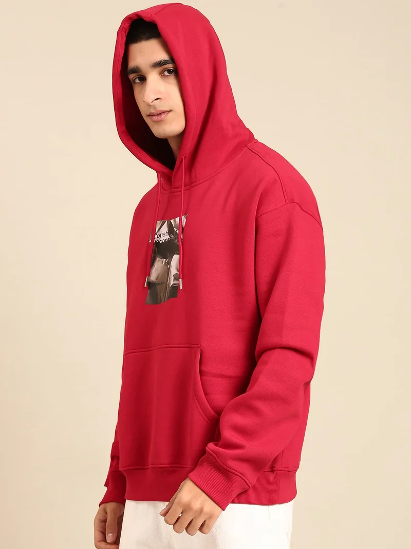 Joven Red Men Printed Full Sleeve Hooded Neck Sweatshirt for Men | Best Price UAE