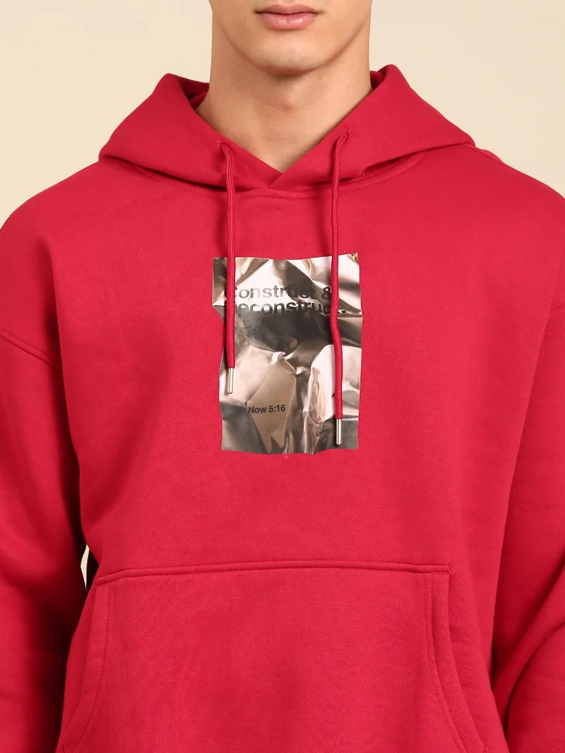 Joven Red Men Printed Full Sleeve Hooded Neck Sweatshirt for Men | Best Price UAE