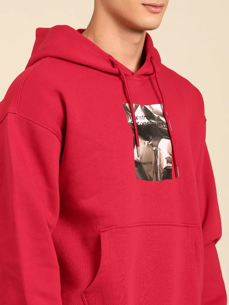 Joven Red Men Printed Full Sleeve Hooded Neck Sweatshirt for Men | Best Price UAE