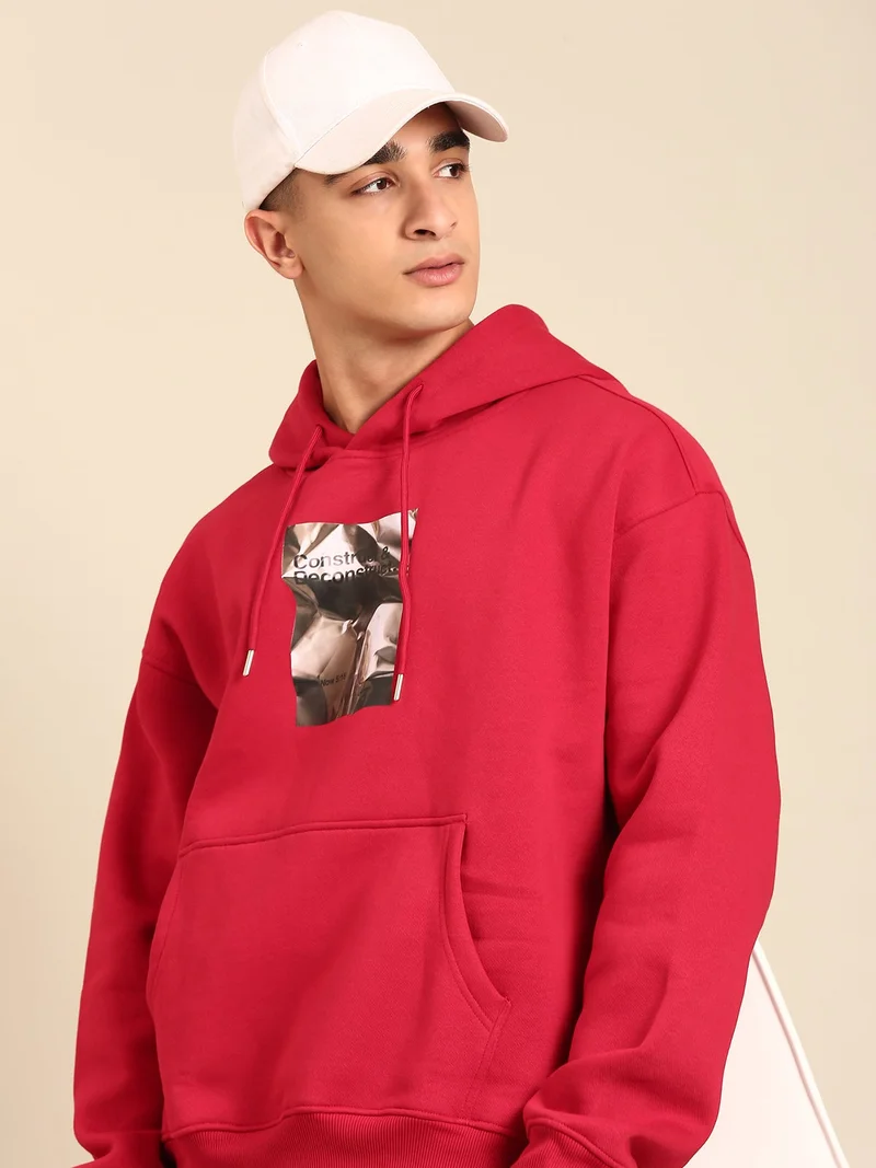 جوفن سويت شيرت بغطاء رأس مطبوع بأكمام كاملة للرجال