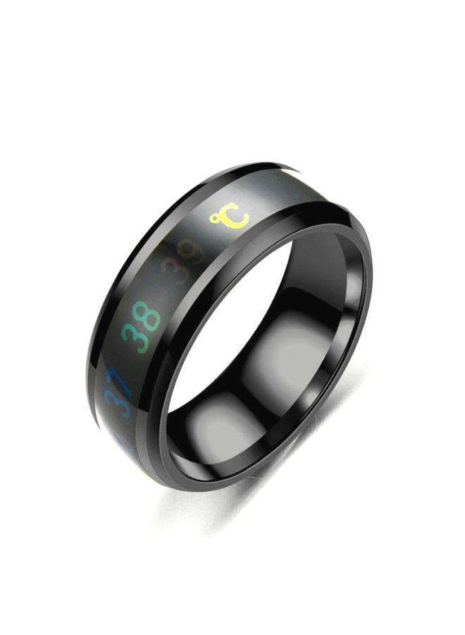 Smart Temperature Ring Stainless Steel Personalized Temperature Display Couple Ring, Size: 9 (Black)