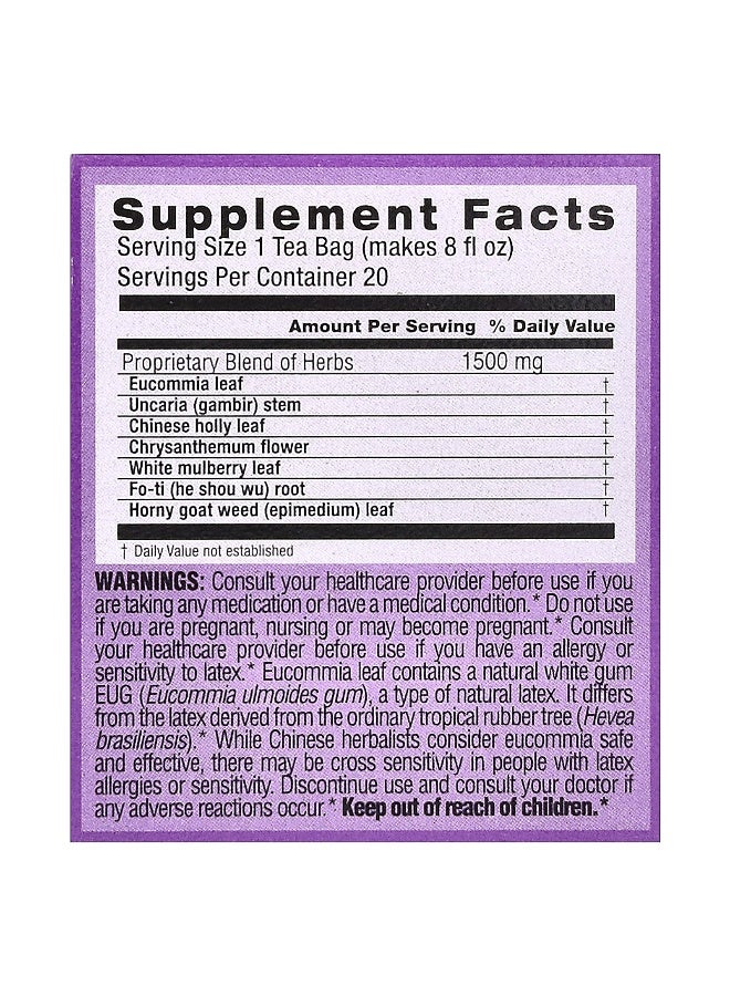 Triple Leaf Tea, Herbal Tea, Blood Pressure, 20 Tea Bags, 1.06 oz (30 g) (Packaging may vary) - Image 2