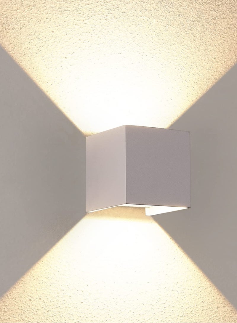 KASTWAVE UP and Down Wall Lights LED for Living Room Outdoor Wall Light 12W IP65 3000k White Wall Lighting for Bedroom Square Adjustable Beam Wall Lamp, for Living Room, Bedroom, Hallway, （White） - Image 1