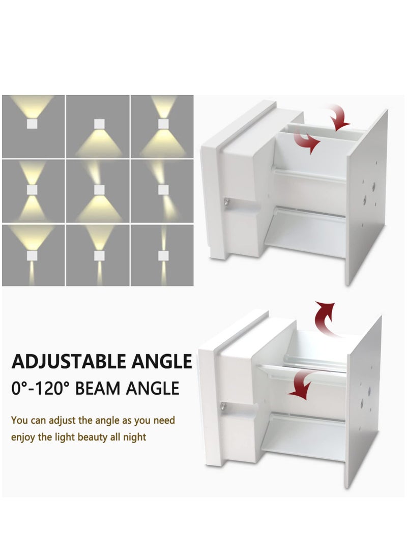 KASTWAVE UP and Down Wall Lights LED for Living Room Outdoor Wall Light 12W IP65 3000k White Wall Lighting for Bedroom Square Adjustable Beam Wall Lamp, for Living Room, Bedroom, Hallway, （White） - Image 3