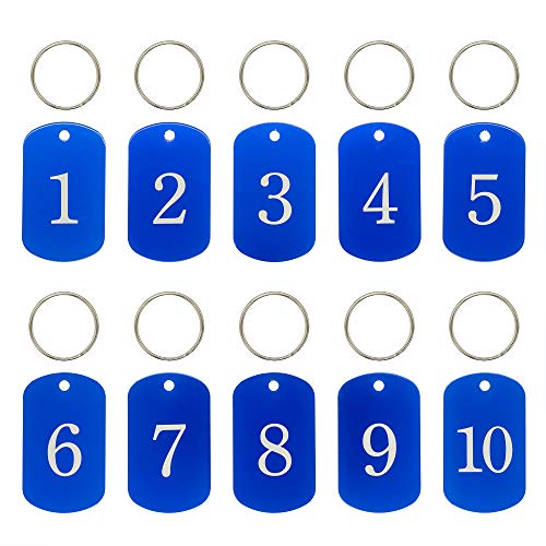 StayMax Aluminum Numbered Key Tags ID Tag (1-50, Blue) - Image 1
