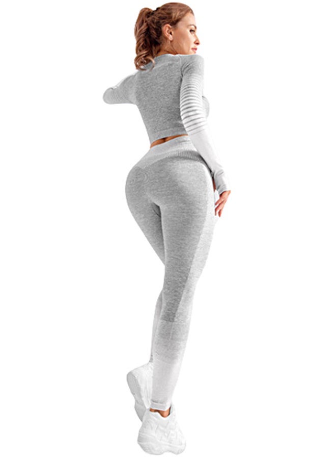Striped Sports Suit Set Grey