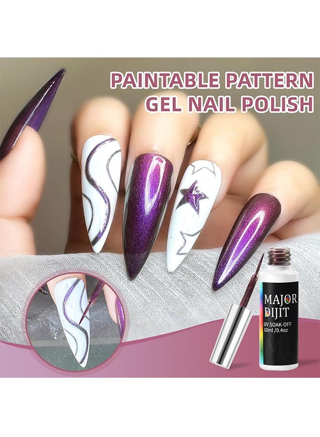 Major Dijit Gel Liner Art Polish10ml, Chameleon Chrome Design Paint with Thin Brush in Bottle for French Tips Manicure Painting DIY at Home (03) - Image 5