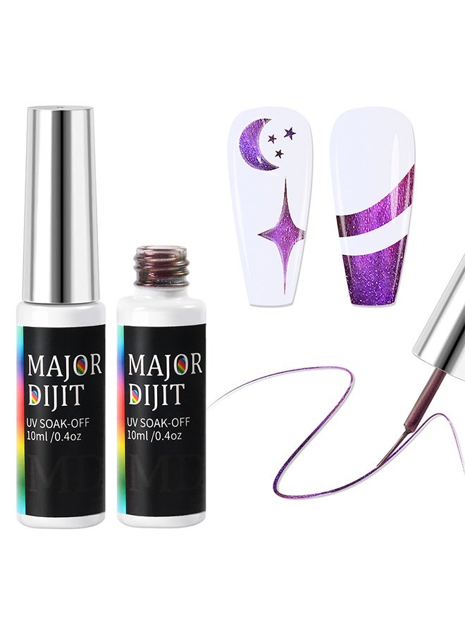 Major Dijit Gel Liner Art Polish10ml, Chameleon Chrome Design Paint with Thin Brush in Bottle for French Tips Manicure Painting DIY at Home (03) - Image 1