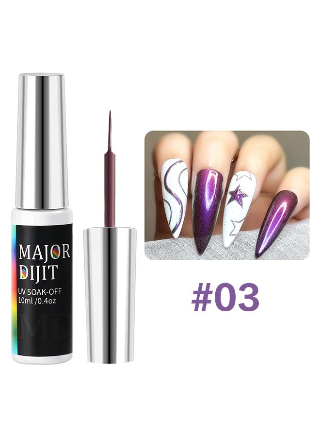 Major Dijit Gel Liner Art Polish10ml, Chameleon Chrome Design Paint with Thin Brush in Bottle for French Tips Manicure Painting DIY at Home (03) - Image 2