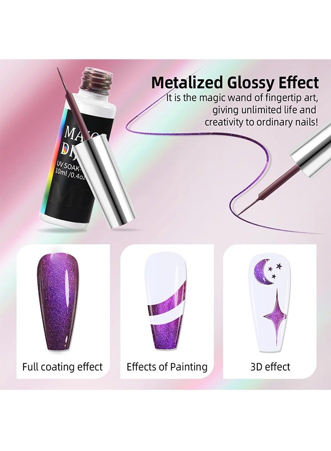 Major Dijit Gel Liner Art Polish10ml, Chameleon Chrome Design Paint with Thin Brush in Bottle for French Tips Manicure Painting DIY at Home (03) - Image 3