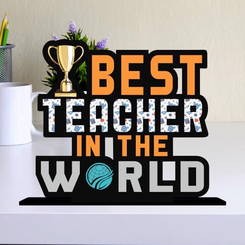 Giftplease Best Teacher in The World Wooden Idols Table Decoration | Gift for Teacher (TP-137) - Image 2