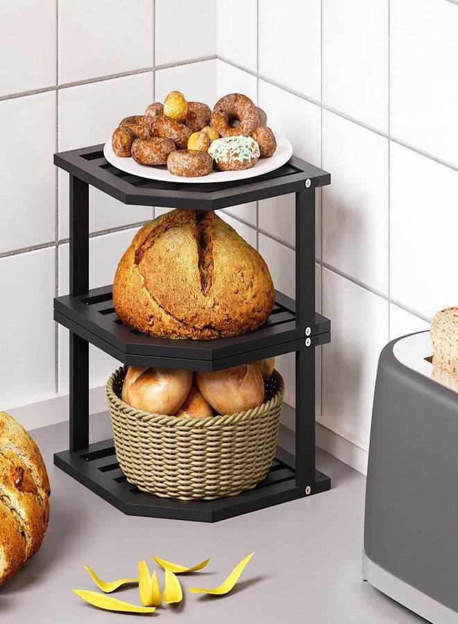 VERTORGAN Corner Shelf, 2 Tier Plate Organizer for Cabinet-Bamboo Corner Cabinet Shelf Organization-Suitable for Kitchen Bathroom Countertop（Black 2pc） - Image 3