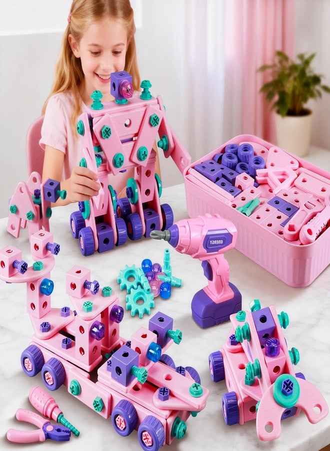 VEAIS Pink Kids Tool Set for Girls,Toddler Tool Set with Drill &Toolbox,STEM Montessori Toys for 3 4 5 Year Old,Pretend Play Kid Toy,Educational Construction Toy for 3-6 Year Old Girl,Birthday Gift for Kids - Image 1