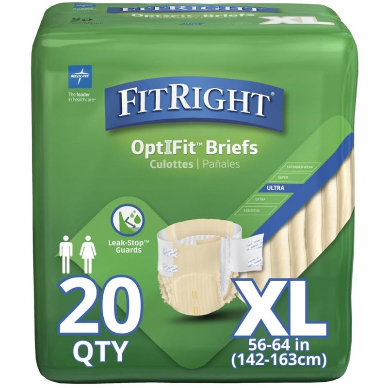 FitRight Adult Diapers Ultra Heavy Absorbency XL Waist Size 56in64in 80 Count OptiFit Incontinence Briefs for Men and Women Disposable MoistureWicking Leak Protection - Image 3