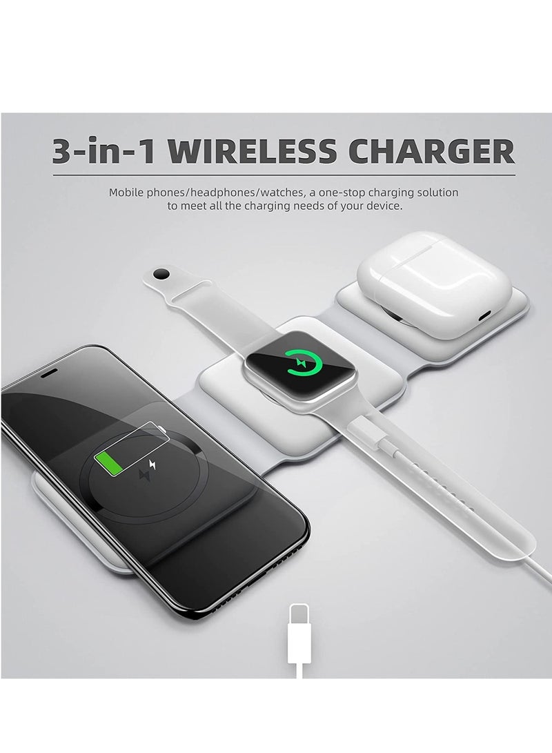 ELTRAZONE 3 in 1 Wireless Charger,Magnetic Foldable Charging Station,Fast Wireless Charging Pad (WHITE) - Image 3