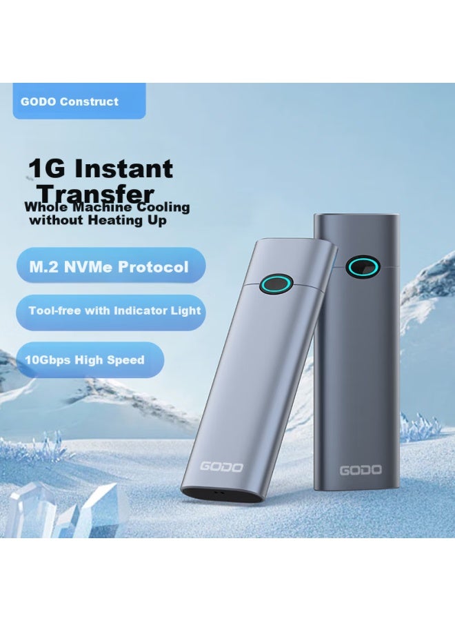 Godo om2 Ssd Enclosure, Nvme External Portable Type-c Hard Drive Case, M.2 Compatible With Apple Laptops, Aluminum Alloy Heat Dissipation - Image 1