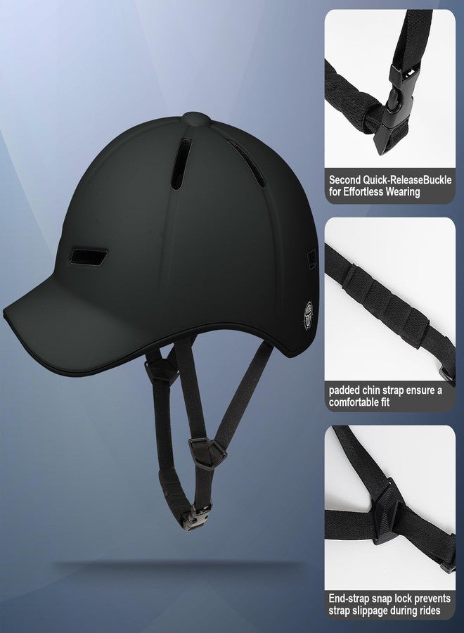 NTGBV Bike Helmet Adult Men/Women-USB Rechargeable RearLight CPSC/ASTM Cert 2Removable Liners Adjustable Lightweight Baseball Cap Style for Youth Road&Commute Biking Skating Scooter Matte Black L - Image 5