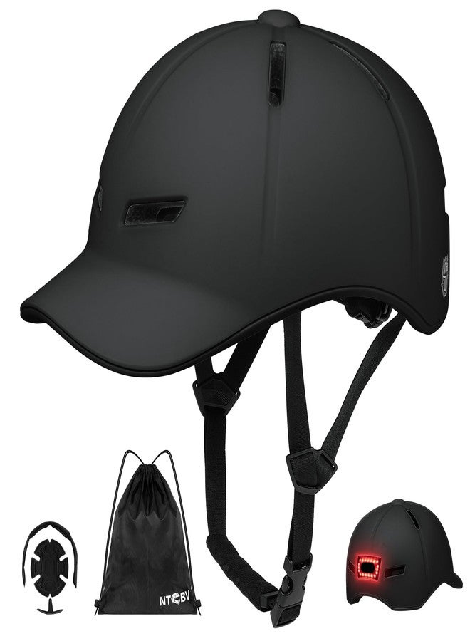 NTGBV Bike Helmet Adult Men/Women-USB Rechargeable RearLight CPSC/ASTM Cert 2Removable Liners Adjustable Lightweight Baseball Cap Style for Youth Road&Commute Biking Skating Scooter Matte Black L - Image 1