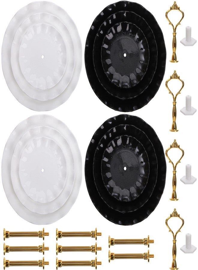 DEAYOU 4 Pack 3 Tier Cupcake Dessert Stand, Plastic Tiered Cake Stand Display Tower, Pastry Serving Tray Platter Rack Holder for Buffet, Cookie, Party, Wedding, Home Decor, White Gold, Black Gold - Image 5