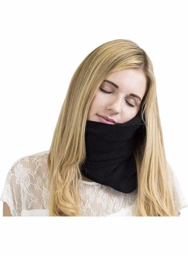 ترافل Neck Support Travel Pillow - Super Soft Neck Pillow with Shoulder Support and Cozy Cushioning Lightweight and Easy to Carry For Airplane Car Train Bus or office-Machine Washable (Black) - Image 2