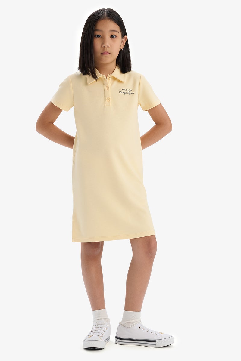 ديفاكتو فستان بناتي نص كم بياقة بولو - Image 3