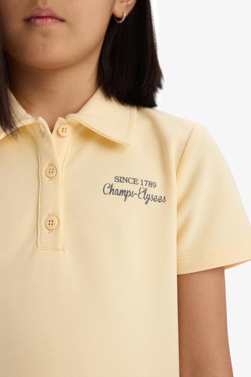 ديفاكتو فستان بناتي نص كم بياقة بولو - Image 4