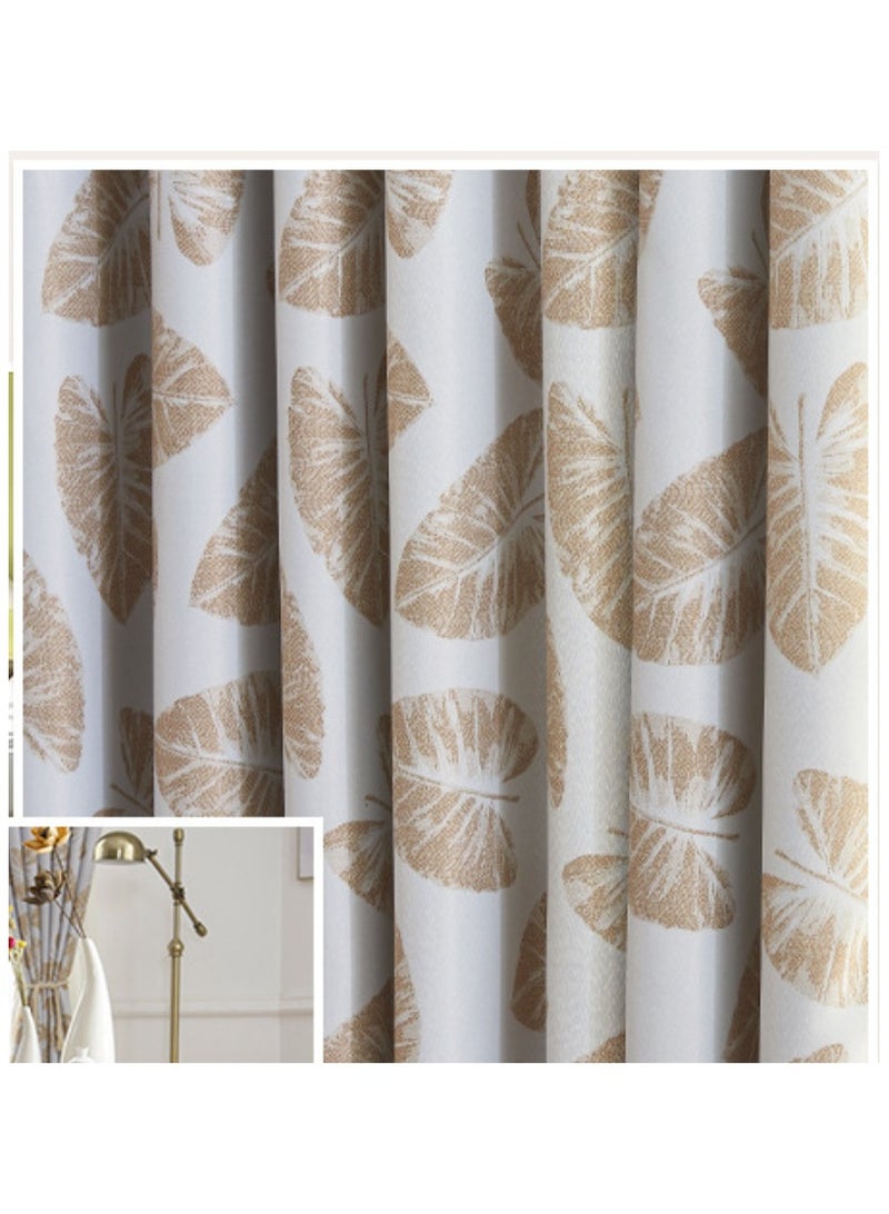 dreamons link Leaf Pattern Blackout Curtains, Grey and Beige, Grommet Top, Room Darkening Window Drapes for Living Room 140 x 240cm  - Image 5