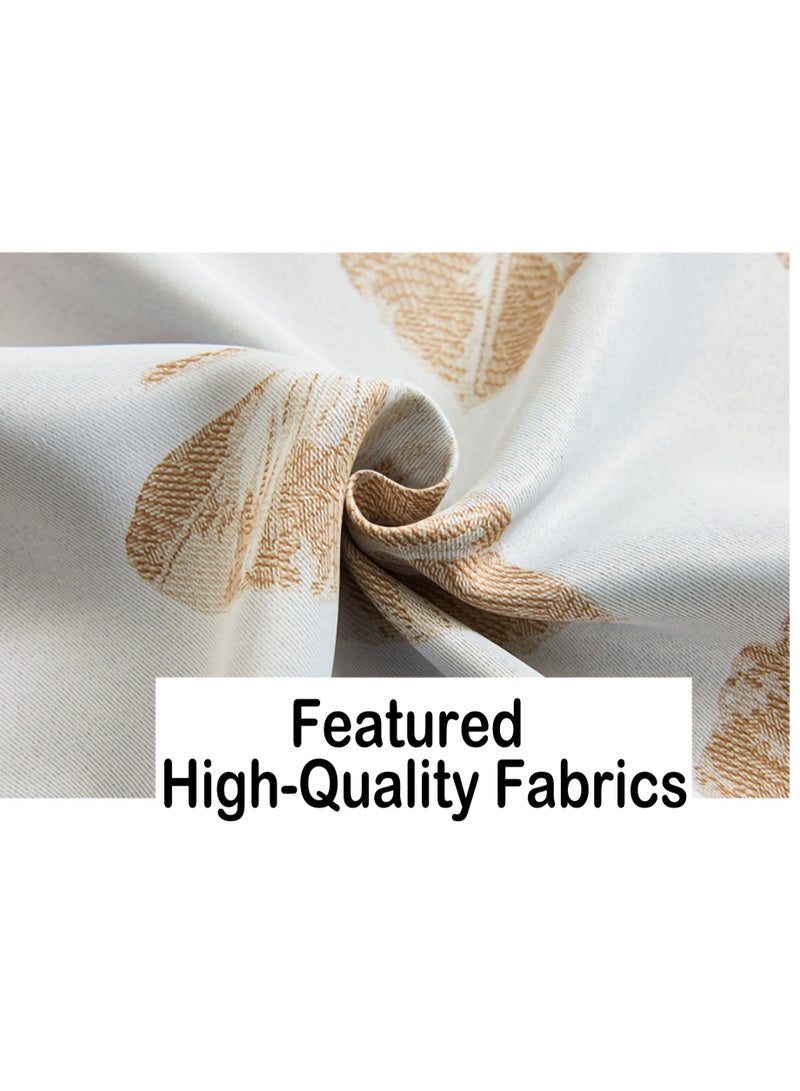 dreamons link Leaf Pattern Blackout Curtains, Grey and Beige, Grommet Top, Room Darkening Window Drapes for Living Room 140 x 240cm  - Image 3