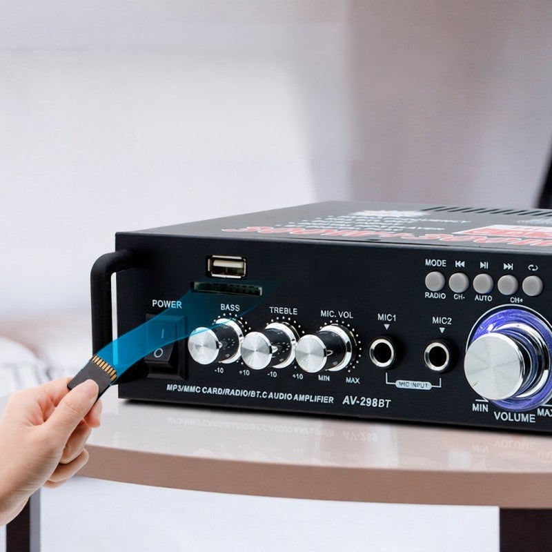 Bluetooth Receiver for Home Stereo 120W 2X60W Home Karaoke Amplifier with Multiple Audio Inputs - USB SD Card MP3 WAV WMA APE PLAC FM Radio - Professional Compact Bookshelf Receiver for Smartphones Ta - Image 2