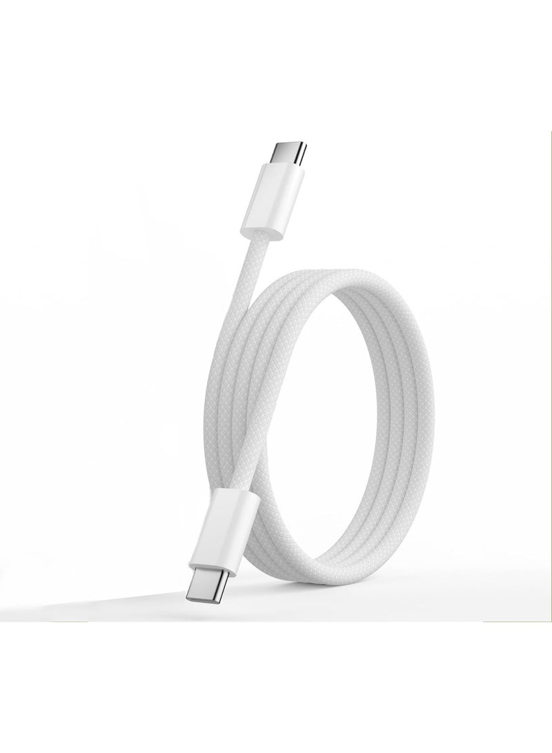 أثير كابل شحن منسوج USB C إلى C بقوة 60 واط ، سلك شاحن سريع من النوع C إلى C لجهاز iPhone 15 / 16،15 / 16 Pro / Plus / Pro Max ، لجهاز MacBook Pro / Air ، لجهاز iPad Air 4/5 ، Mini 6 / Pro 12.9in / 11in ، Samsung Galaxy - Image 1