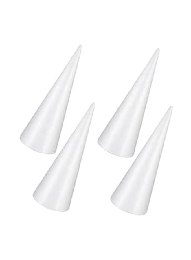4 Pack White Solid Foam Craft Cones For DIY Decorations And Creative Projects - Image 1