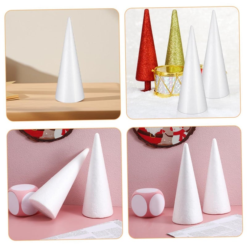 4 Pack White Solid Foam Craft Cones For DIY Decorations And Creative Projects - Image 4