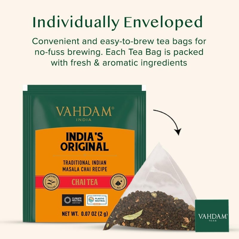 VAHDAM India's Original Masala Chai Tea Bags - 30 Plant-Based Bags with Natural Spices - Image 4