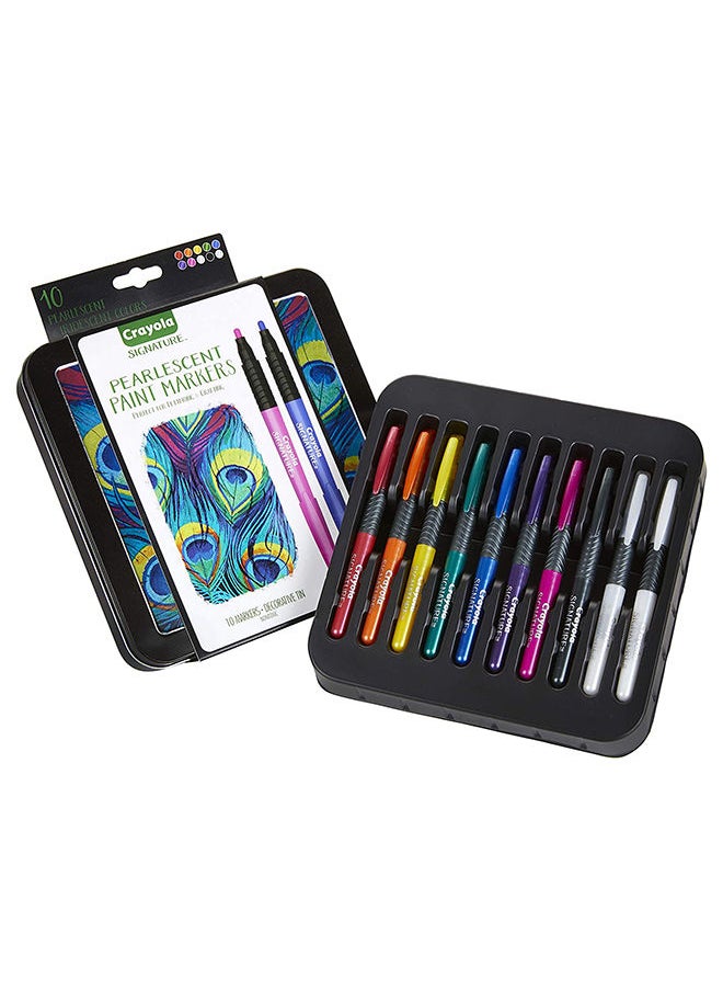 Crayola - 10 Count Pearlescent Paint Markers Multi Surface, Assorted Colors - Image 1