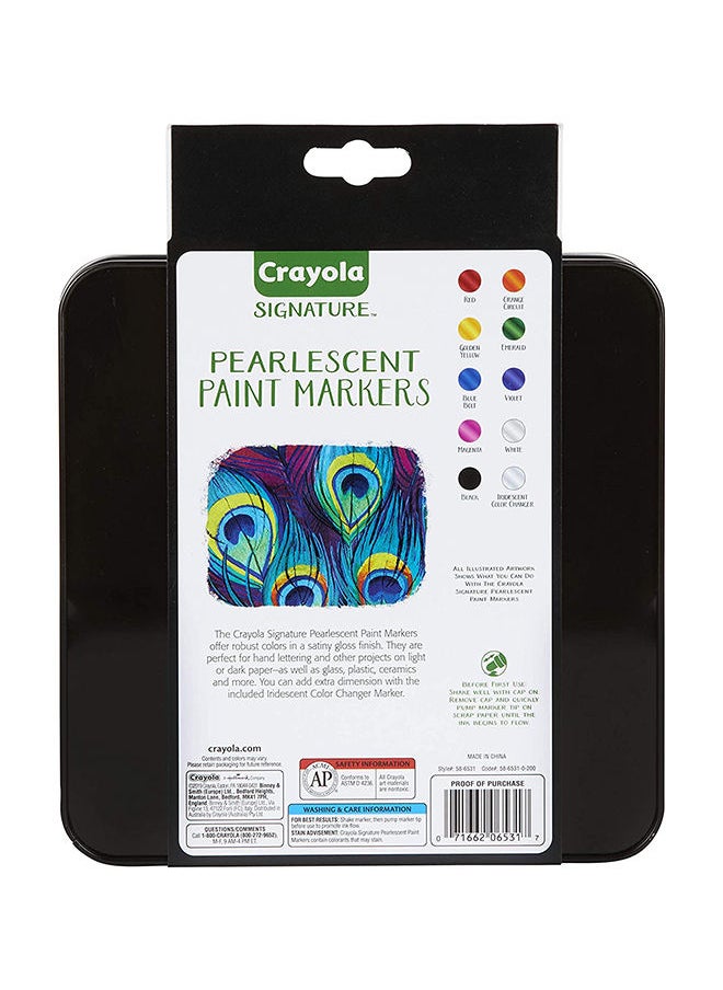 Crayola - 10 Count Pearlescent Paint Markers Multi Surface, Assorted Colors - Image 1