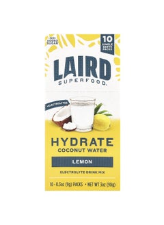 Laird Superfood Laird Superfood, Hydrate Coconut Water, Electrolyte Drink Mix, Lemon, 10 Packs, 0.3 oz (9 g) Each  - Image 1