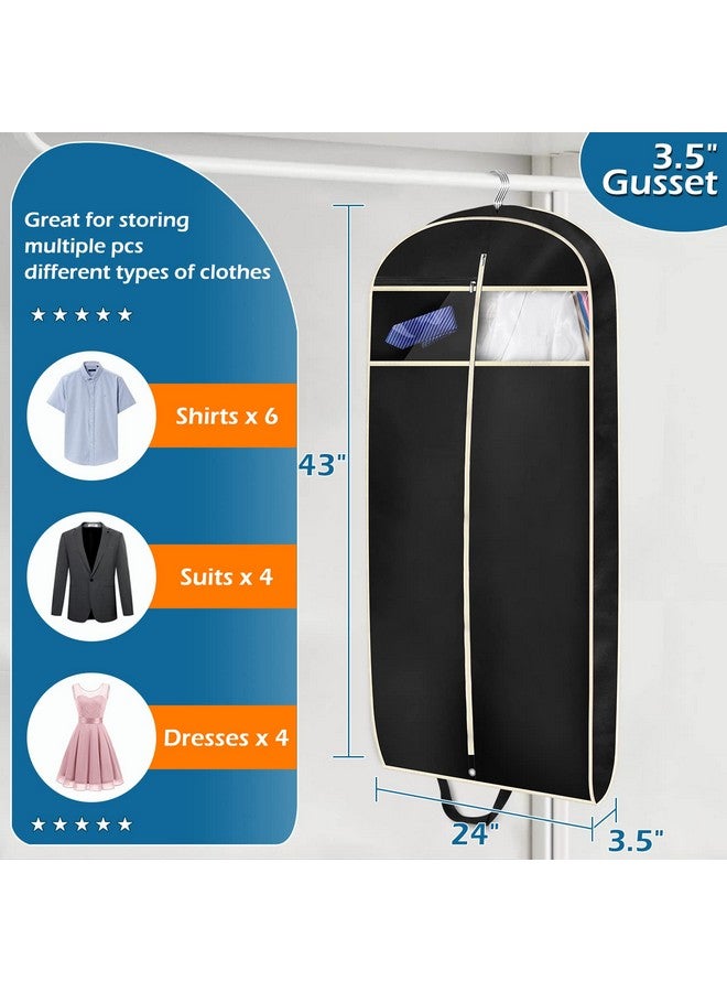 MISSLO MISSLO 43" Gusseted Travel Garment Bag with Accessories Zipper Pocket Breathable Suit Garment Cover for Shirts Dresses Coats, Black  - Image 2