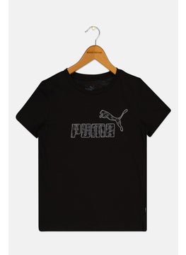 Kids Girl Brand Logo Tee, Black