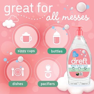 DREFT Bottle and Dish Soap | Made to Clean Baby Bottles, Sippy Cups, Pacifiers, Breast Pumps, & More | Gently Removes Milk Film & Odors | Plant Based, Fragrance Free Dish Soap | 18 Fl Oz (Pack of 3) - view 4
