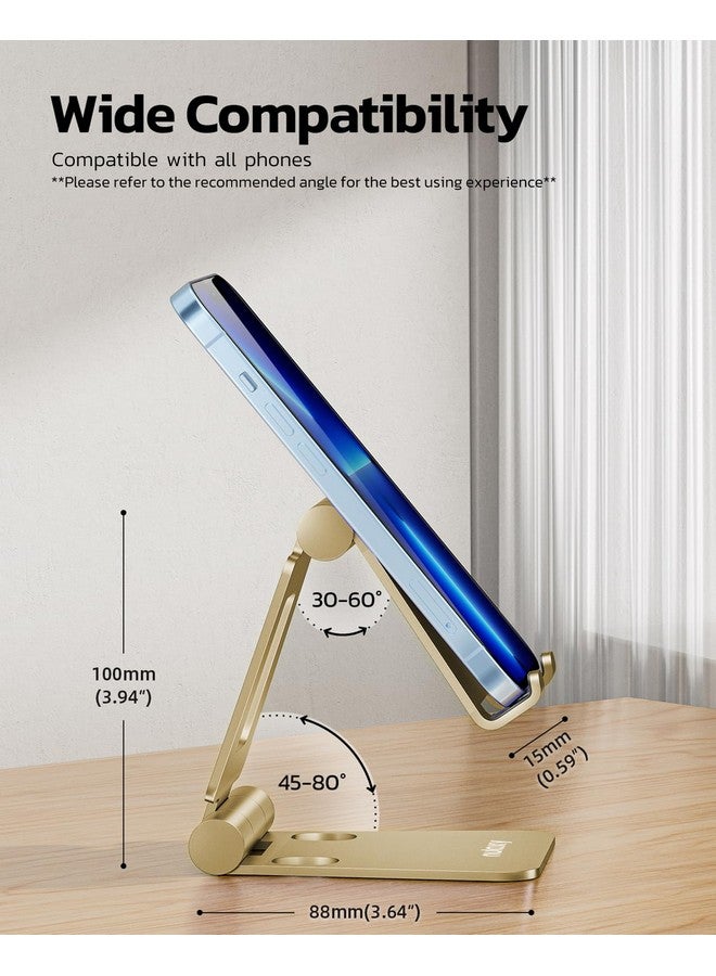 Nulaxy Dual Folding Cell Phone Stand, Fully Adjustable Foldable Desktop Phone Holder Cradle Dock Compatible with Phone 16 15 14 13 12 11 Pro Xs Xs Max Xr X 8, Nintendo Switch, All Phones - Gold - Image 1