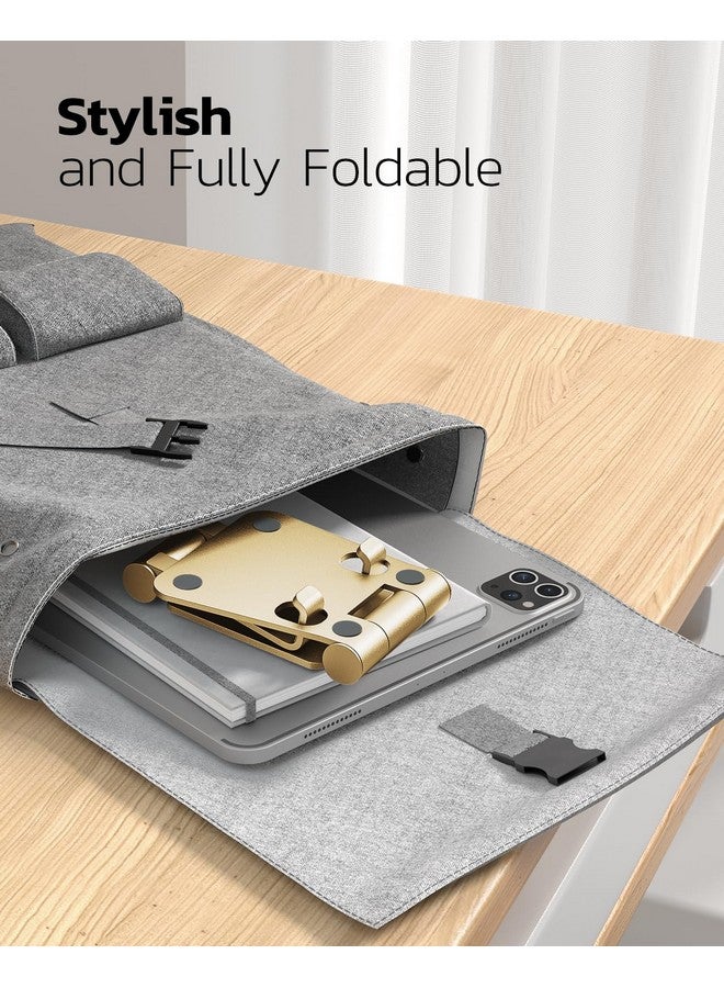Nulaxy Dual Folding Cell Phone Stand, Fully Adjustable Foldable Desktop Phone Holder Cradle Dock Compatible with Phone 16 15 14 13 12 11 Pro Xs Xs Max Xr X 8, Nintendo Switch, All Phones - Gold - Image 4