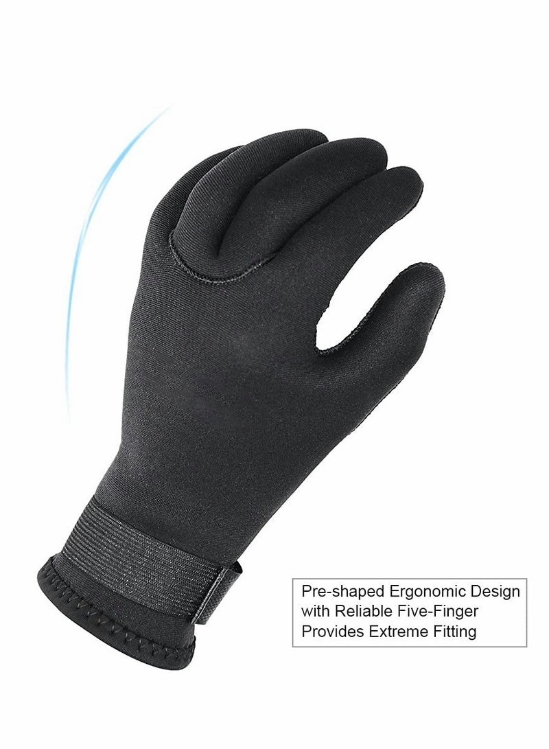 3mm Neoprene Water Gloves for Winter: Five Finger Wetsuit Gloves for Scuba Diving, Snorkeling, Surfing, Kayaking, Spearfishing (M) - Image 4