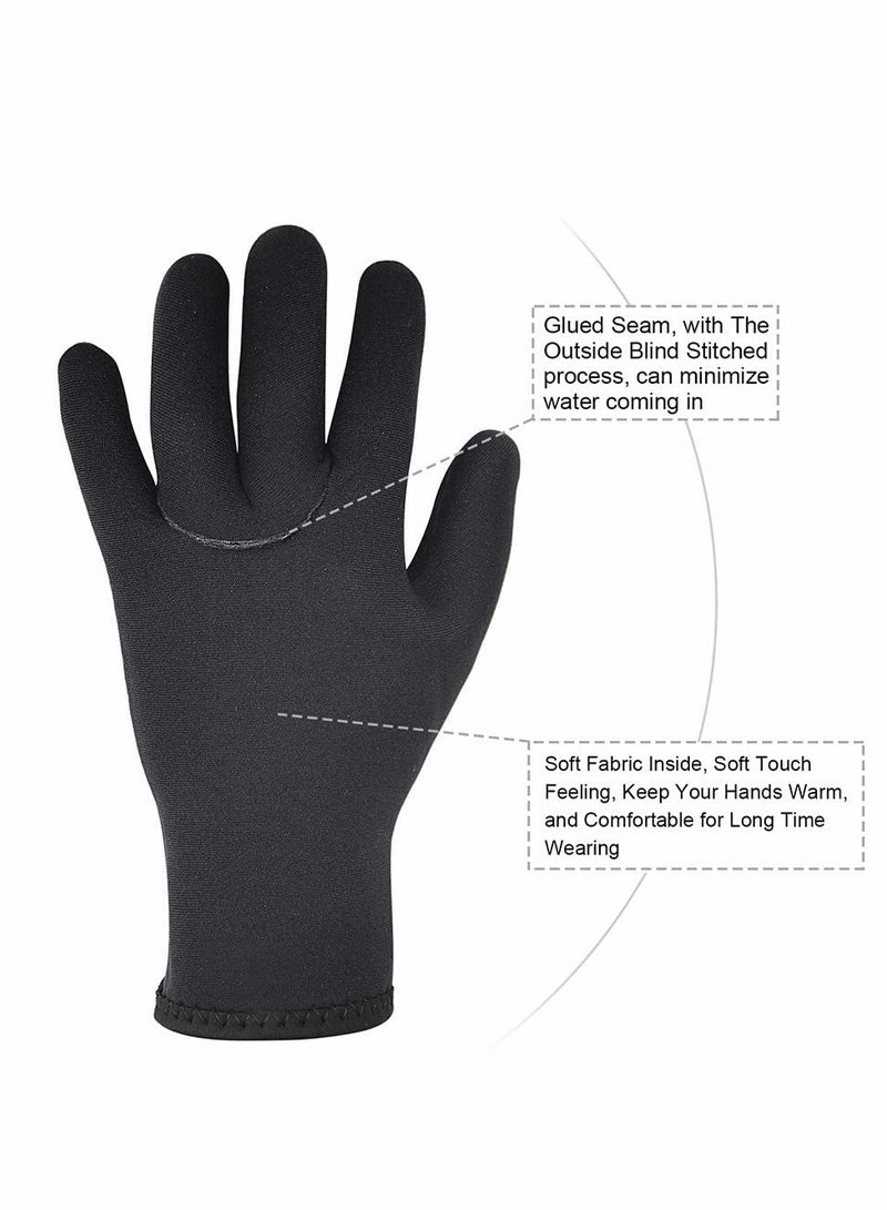 3mm Neoprene Water Gloves for Winter: Five Finger Wetsuit Gloves for Scuba Diving, Snorkeling, Surfing, Kayaking, Spearfishing (M) - Image 3