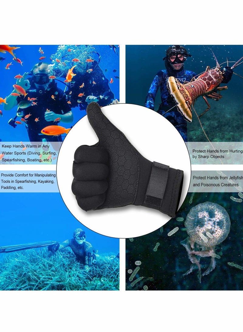 3mm Neoprene Water Gloves for Winter: Five Finger Wetsuit Gloves for Scuba Diving, Snorkeling, Surfing, Kayaking, Spearfishing (M) - Image 2