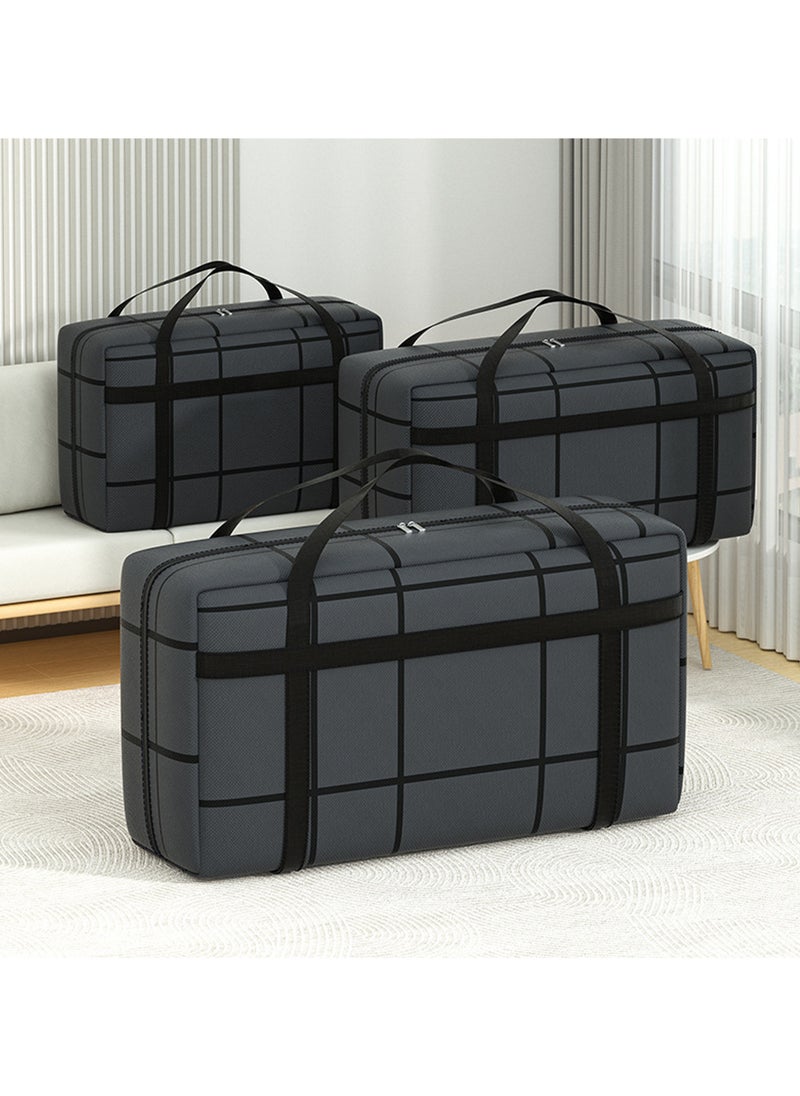 3pcs Waterproof Storage Bags Over Sized Large and Medium Thick Heavy Duty Moving Bags Storing Totes Strong Handles and Zip for Cloths Blankets Bedding Pillows Travel 3 Sizes 200L,150L,100L